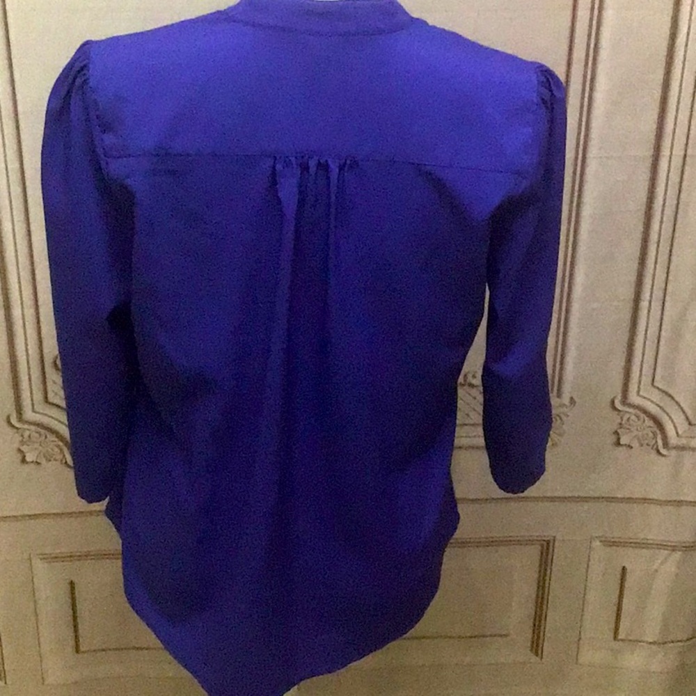 - Royal Blue Ruffle front Blouse - Picture 2 of 4
